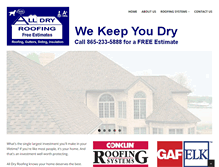 Tablet Screenshot of alldryroofinginc.com